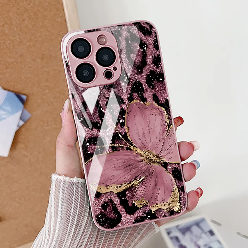 Apple Iphone 15 Pro Max - Butterfly Leopard Print Phone Case For