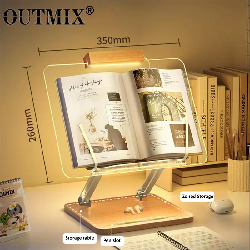 Tablet Accessories For Reading - Wooden Reading Stand with Light Transparent
