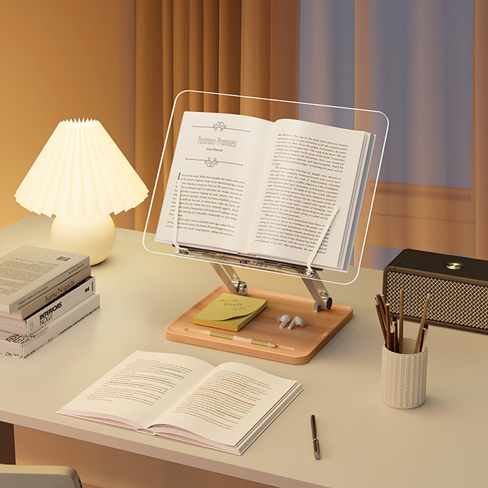 Wooden Reading Stand with Ligh - Tablet Accessories For Reading 评论和价格