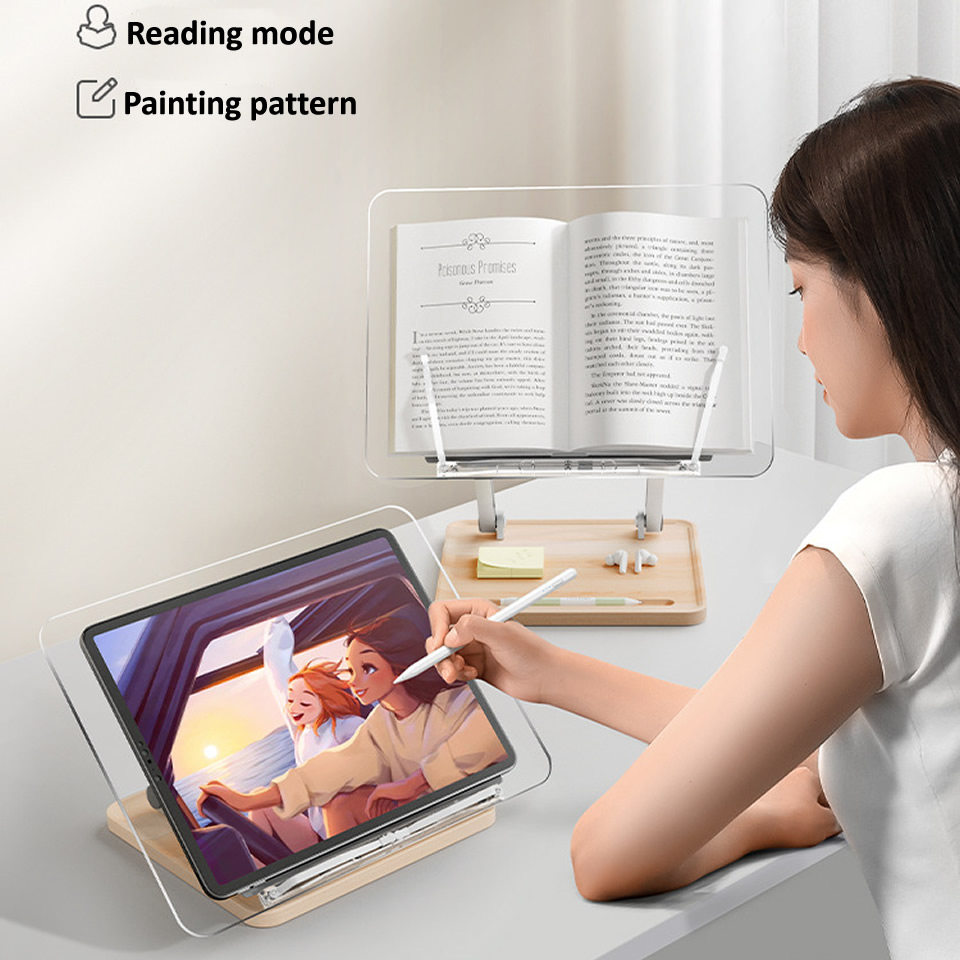 Wooden Reading Stand with Ligh - Tablet Accessories For Reading 评论和价格