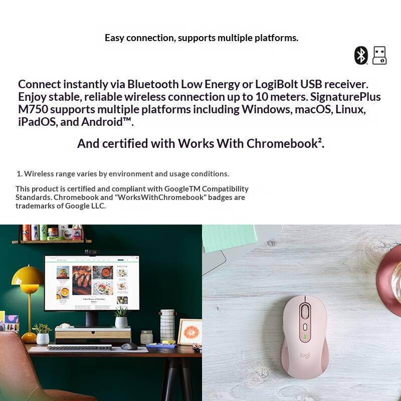 M750 Bluetooth Mouse Quiet Sil - Logitech Tablet Accessories 评论和价格